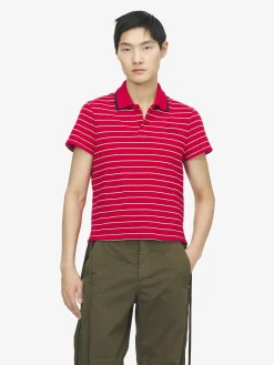 Men's Striped Polo Shirt in Red
