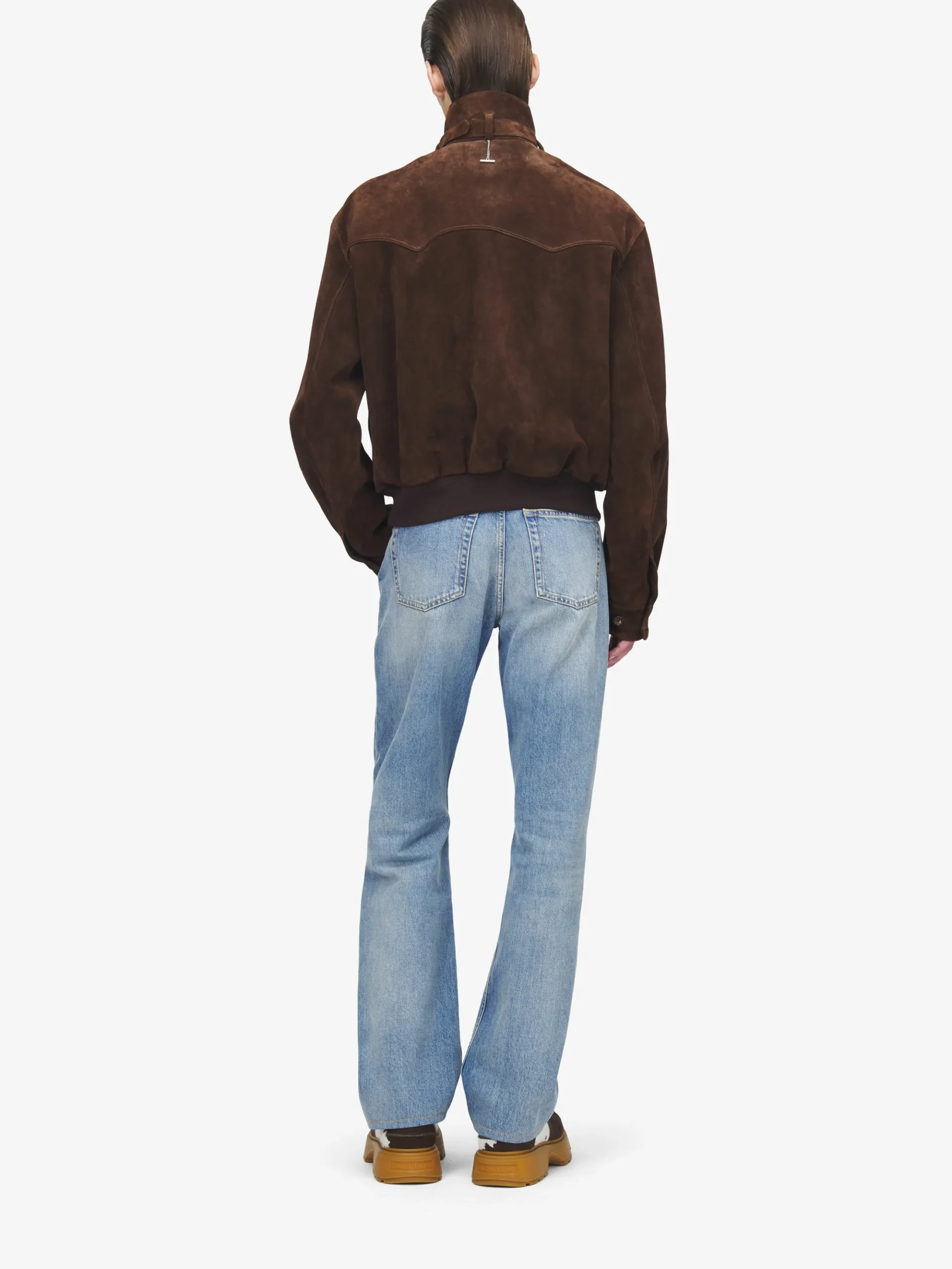 Men's Suede Blouson in Dark Brown