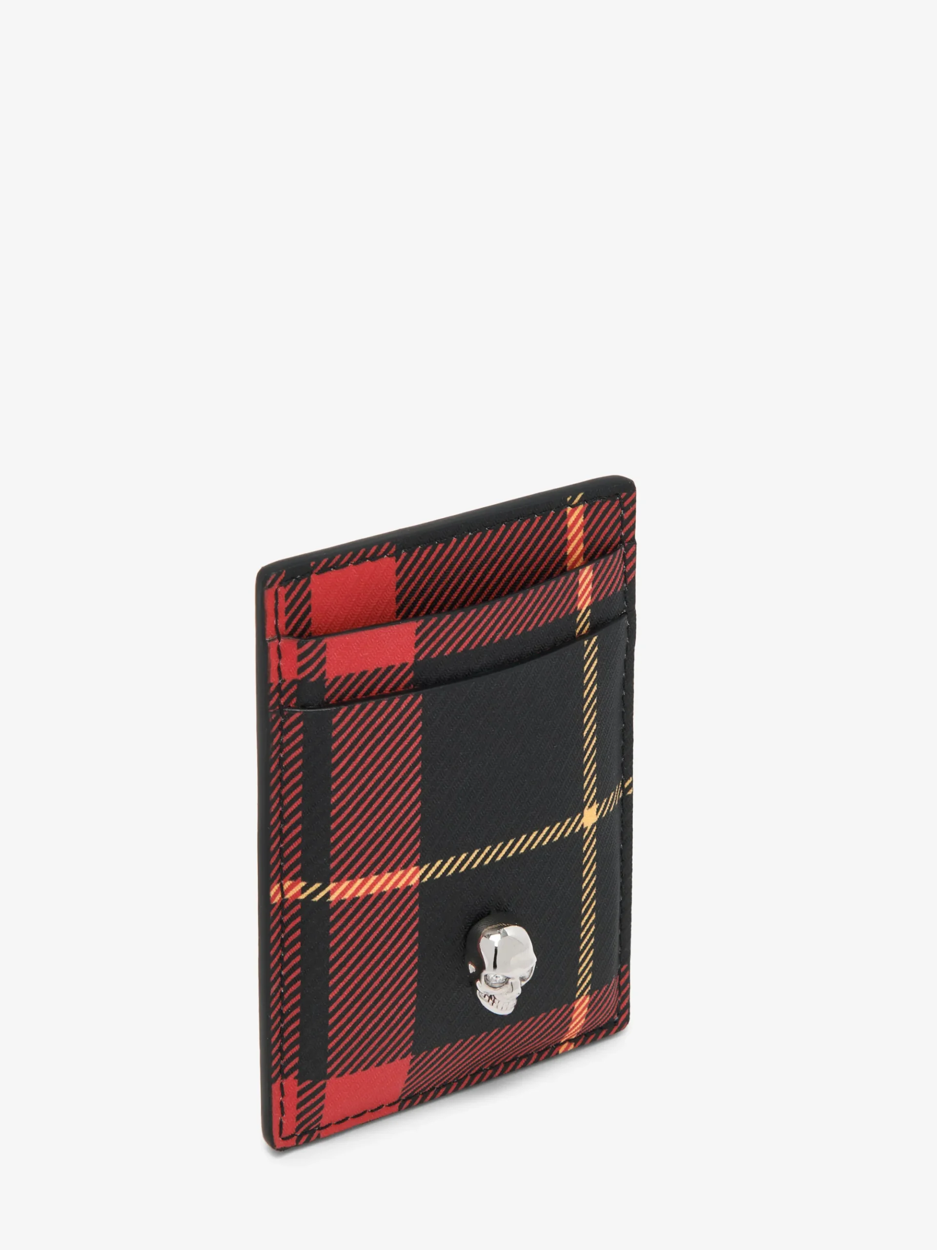 Men's Tartan Magnetic Card Holder in Red/Black/Yellow