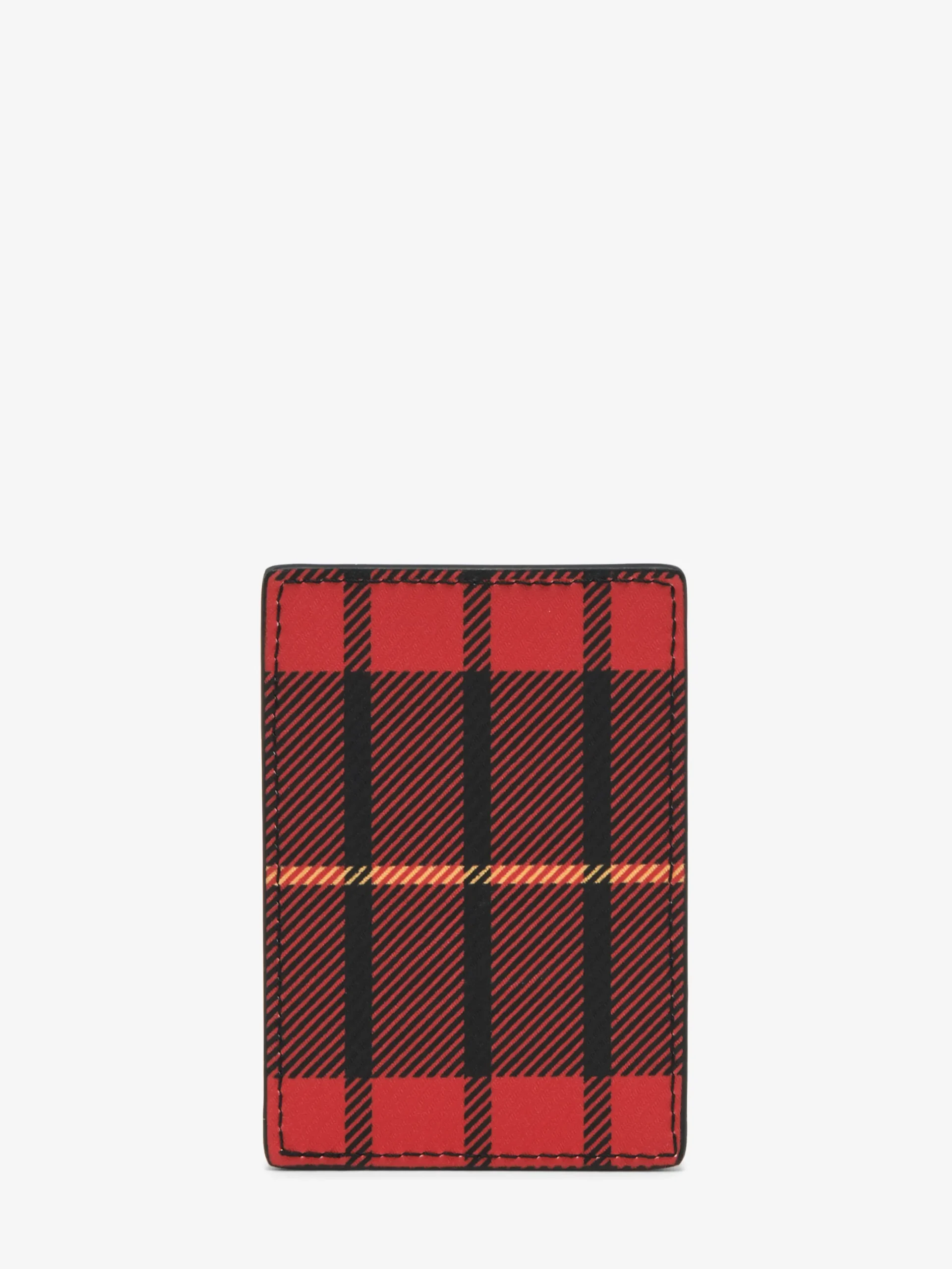 Men's Tartan Magnetic Card Holder in Red/Black/Yellow
