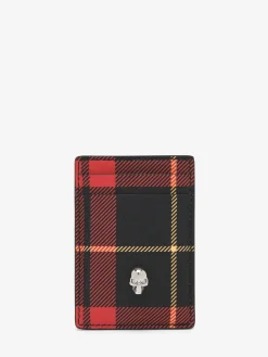 Men's Tartan Magnetic Card Holder in Red/Black/Yellow
