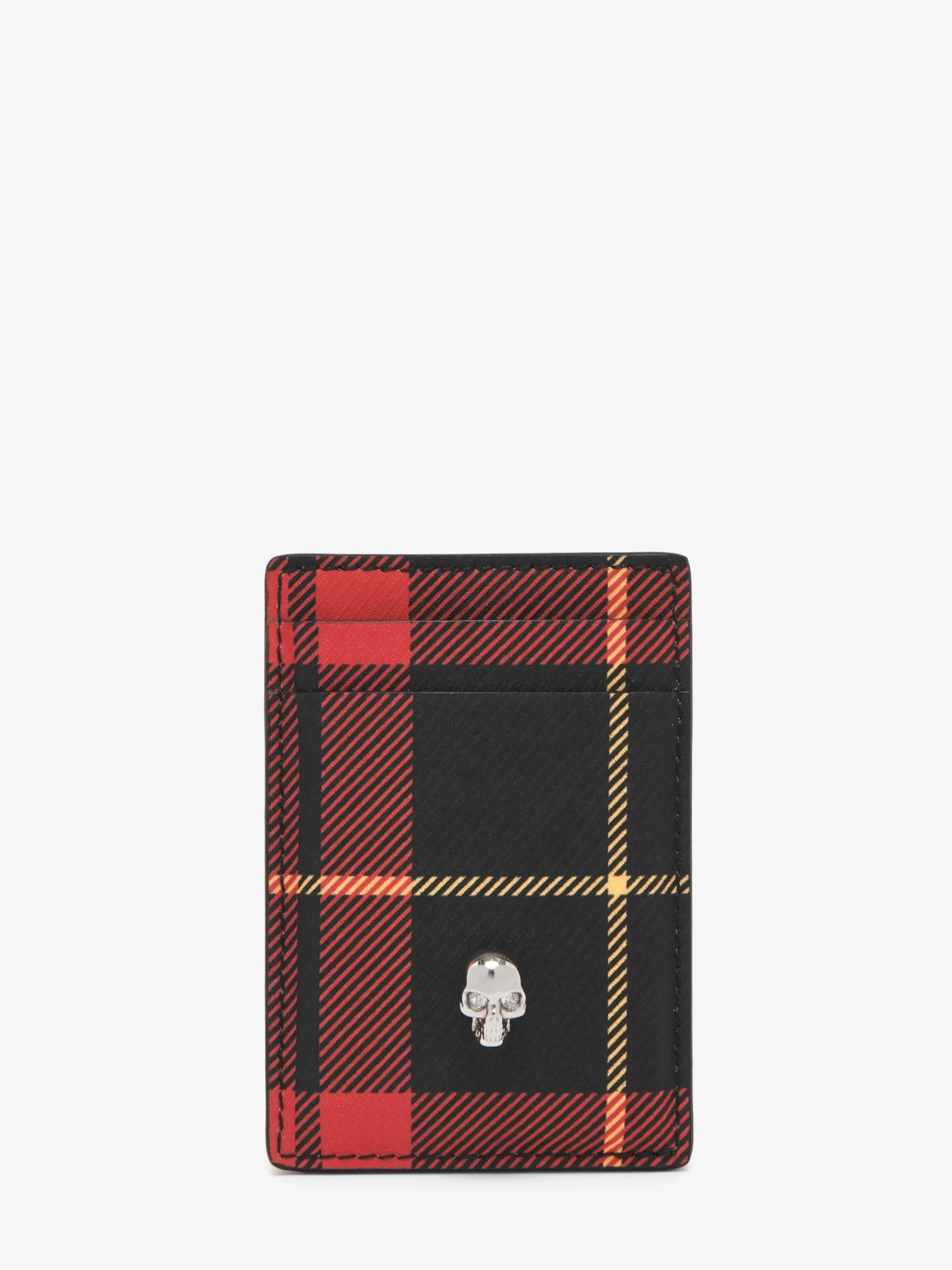 Men's Tartan Magnetic Card Holder in Red/Black/Yellow
