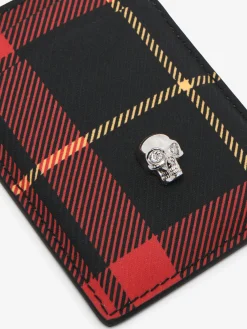 Men's Tartan Magnetic Card Holder in Red/Black/Yellow