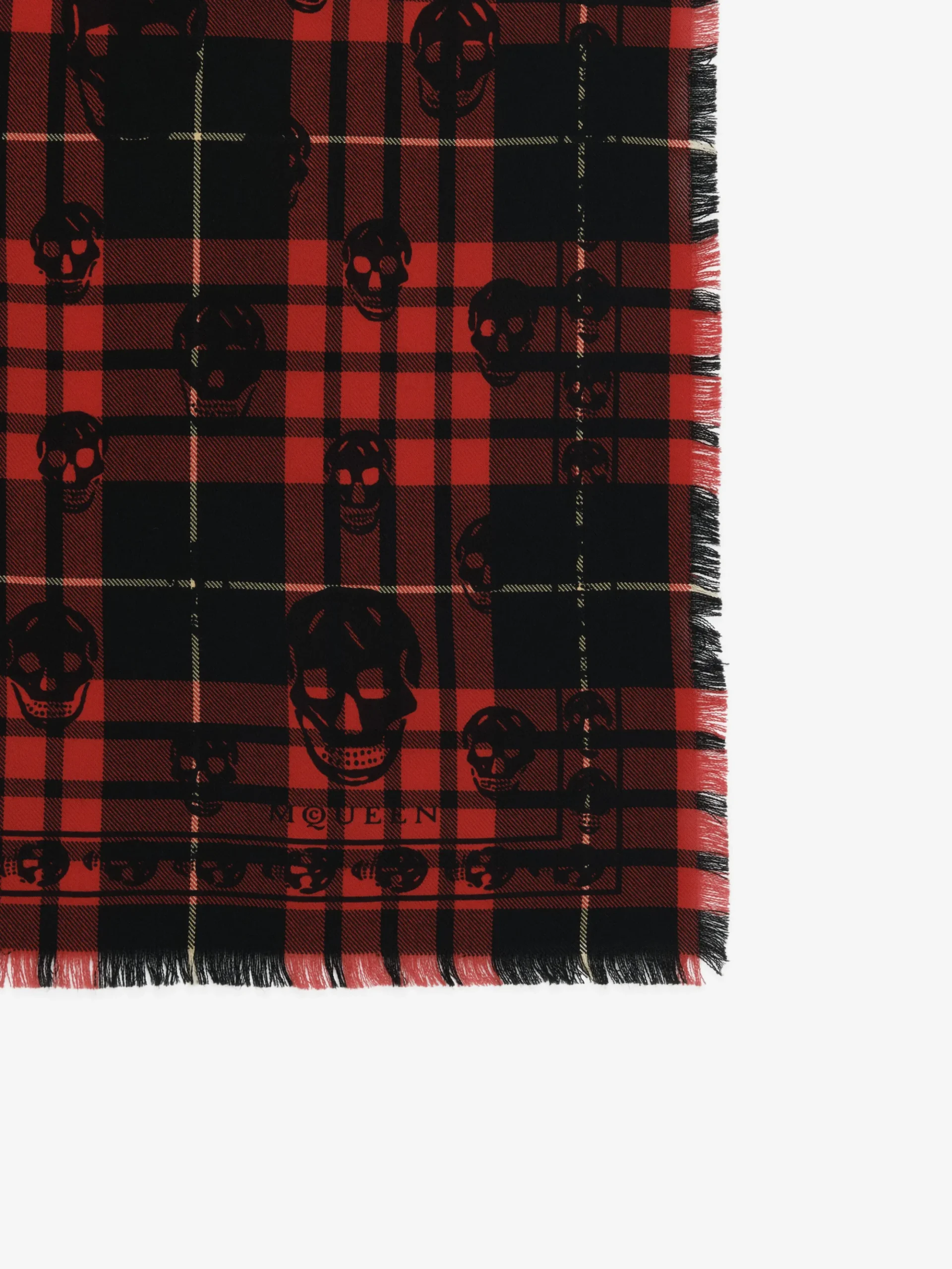Men's Tartan Skull Scarf in Red/Black