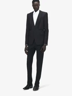 Men's Trompe-l'œil Single-breasted Jacket in Black