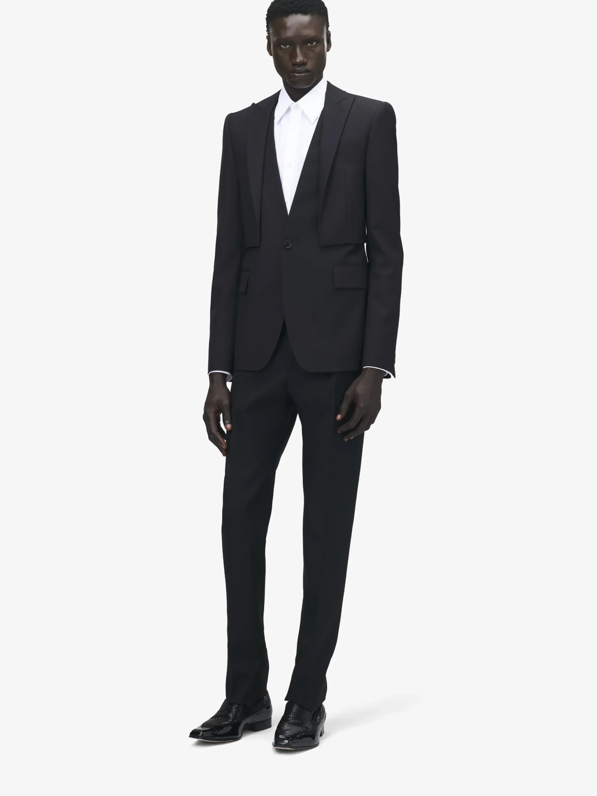 Men's Trompe-l'œil Single-breasted Jacket in Black
