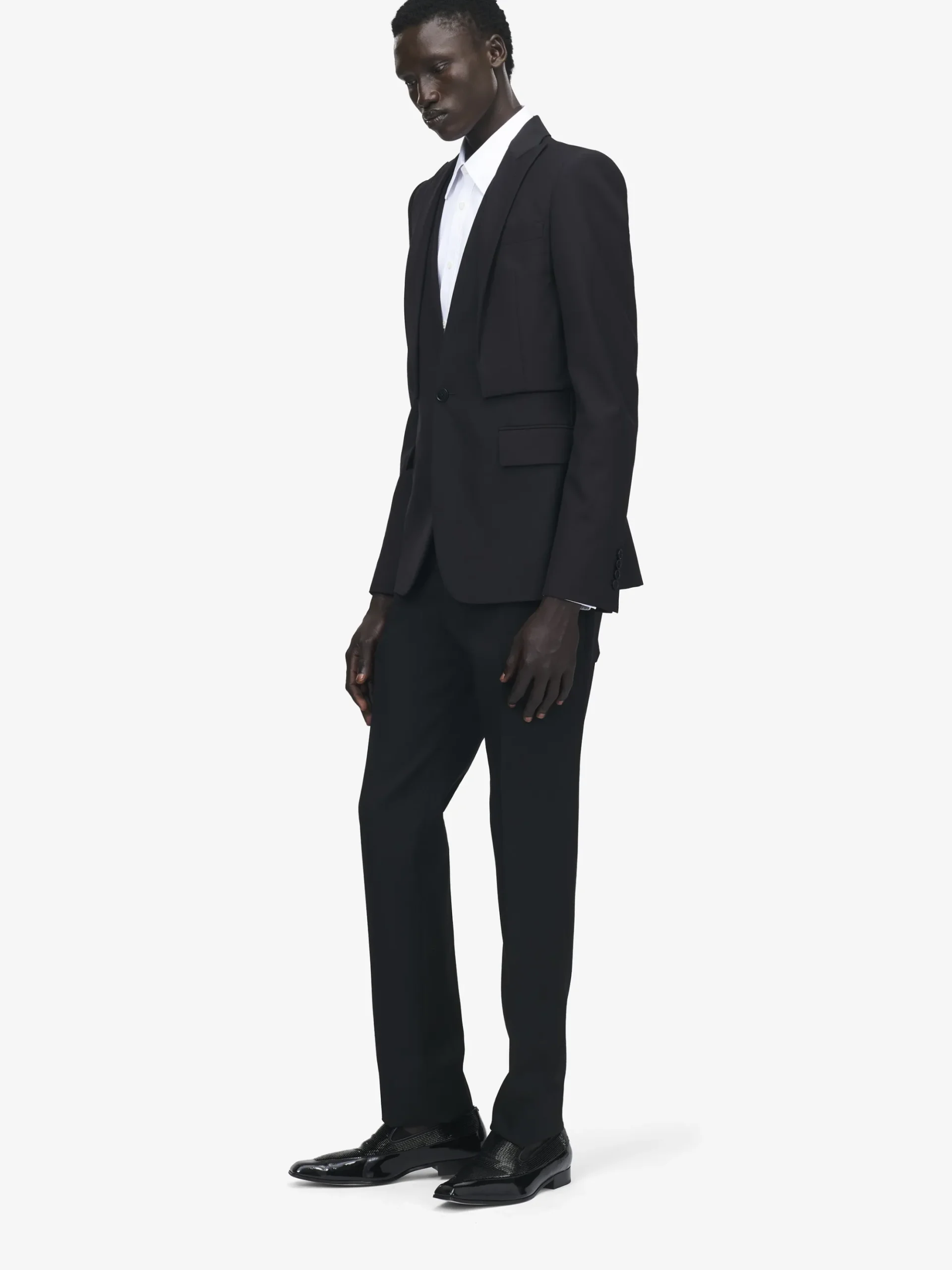 Men's Trompe-l'œil Single-breasted Jacket in Black