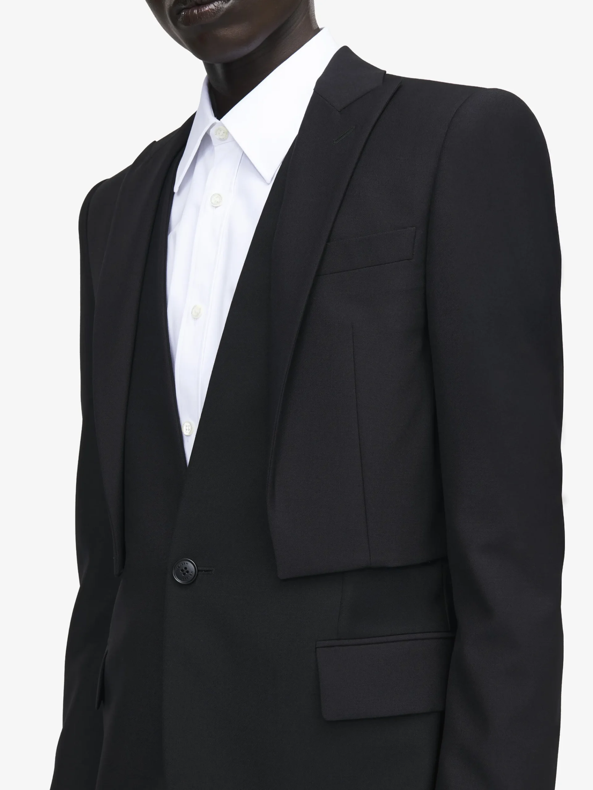 Men's Trompe-l'œil Single-breasted Jacket in Black