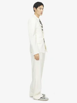 Men's Wide Leg Evening Trousers in Ivory