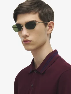 T-Bar Slim Sunglasses in Gold/Green