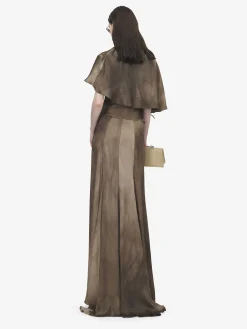 Women's Asymmetric Cape in Brown