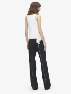 Women's Asymmetric Ruffle Tank Top in Ivory