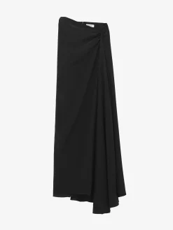 Women's Asymmetric Waist Maxi Skirt in Black