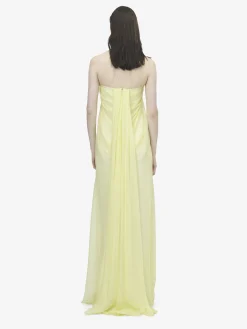 Women's Bustier Evening Dress in Yellow