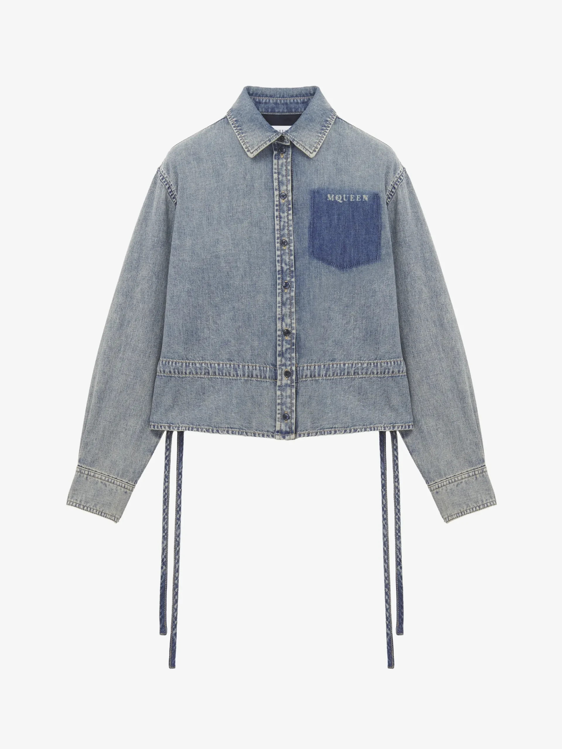 Women's Chambray Shirt Jacket in Washed Blue