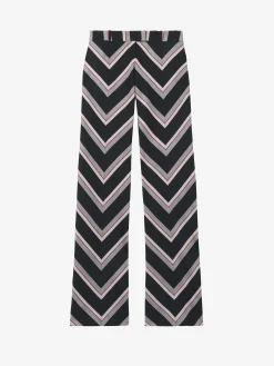 Women's Chevron Stripe Bumster Trousers in Black/Red