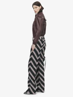 Women's Chevron Stripe Bumster Trousers in Black/Red