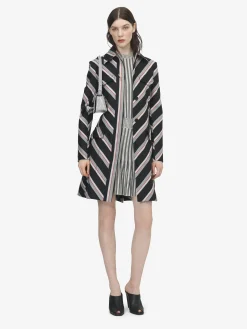 Women's Chevron Stripe Coat in Black/Red