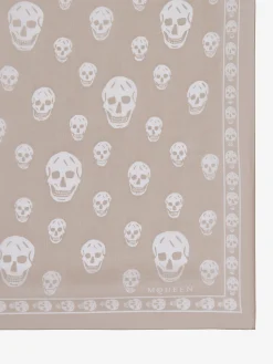 Women's Classic Skull Scarf in Ivory/Beige