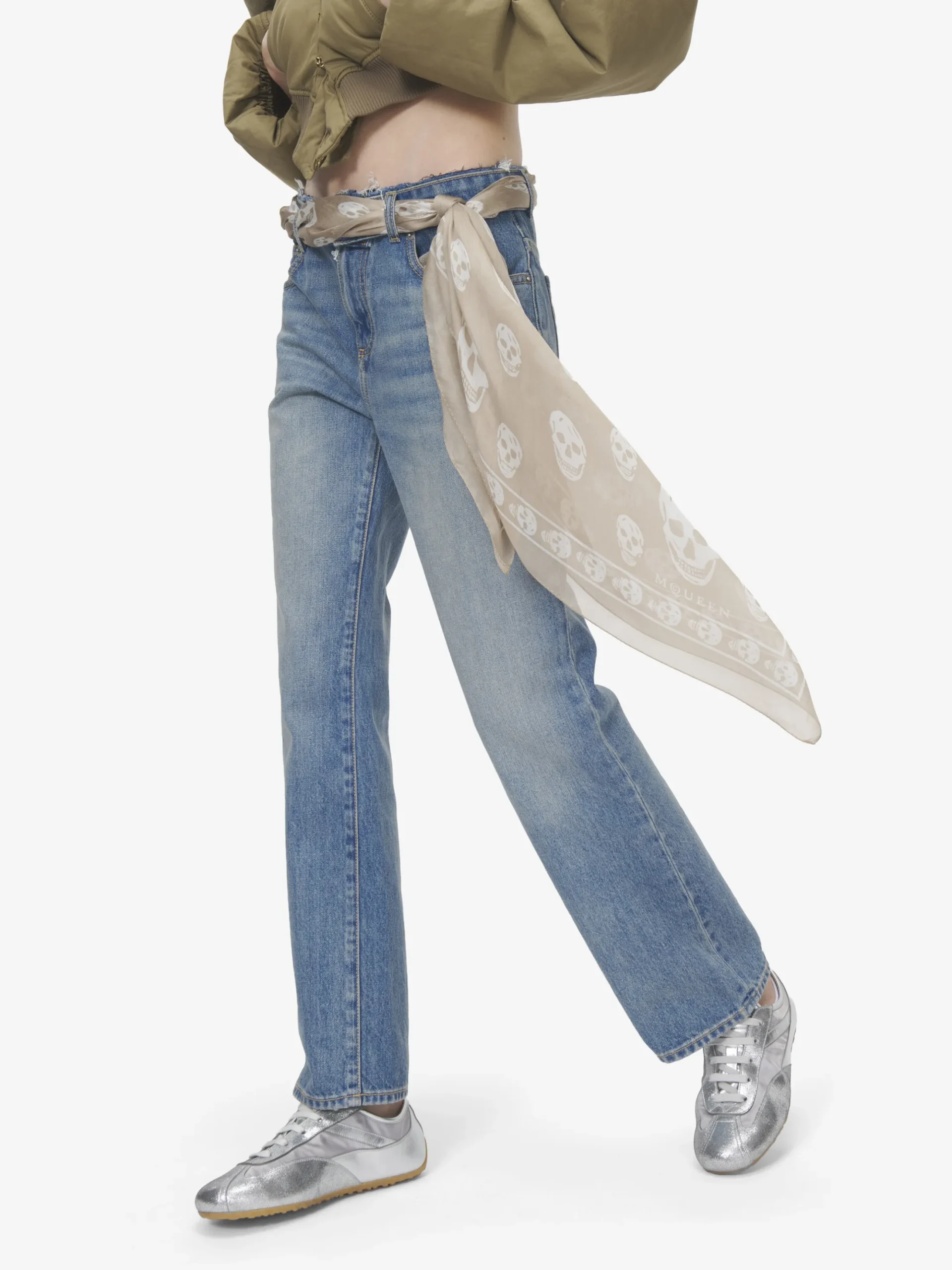 Women's Classic Skull Scarf in Ivory/Beige