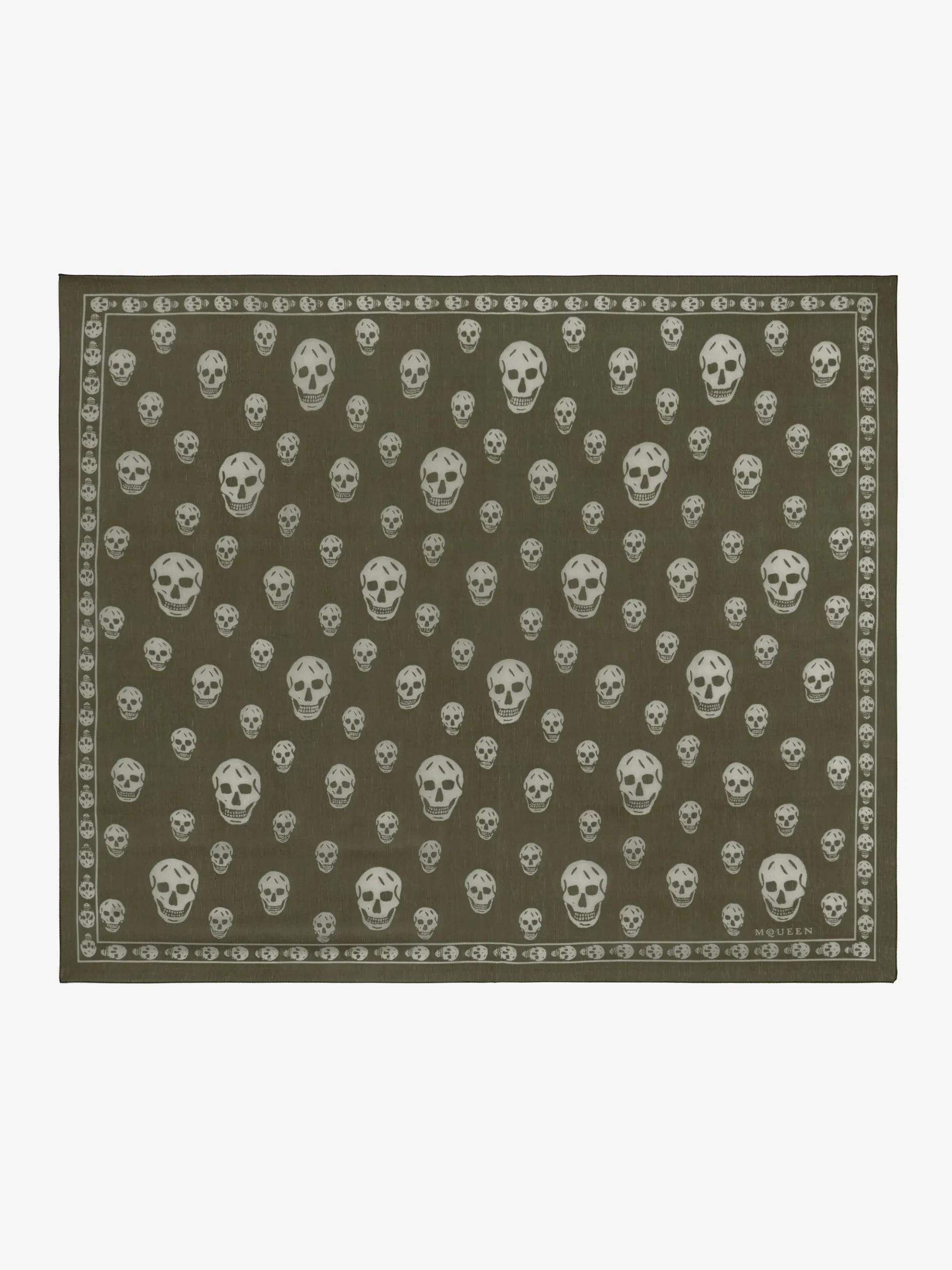Women's Classic Skull Scarf in Olive Green