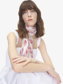 Women's Classic Skull Scarf in Ivory/Blush
