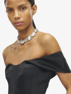 Women's Cocktail Choker in Silver-finish/Clear