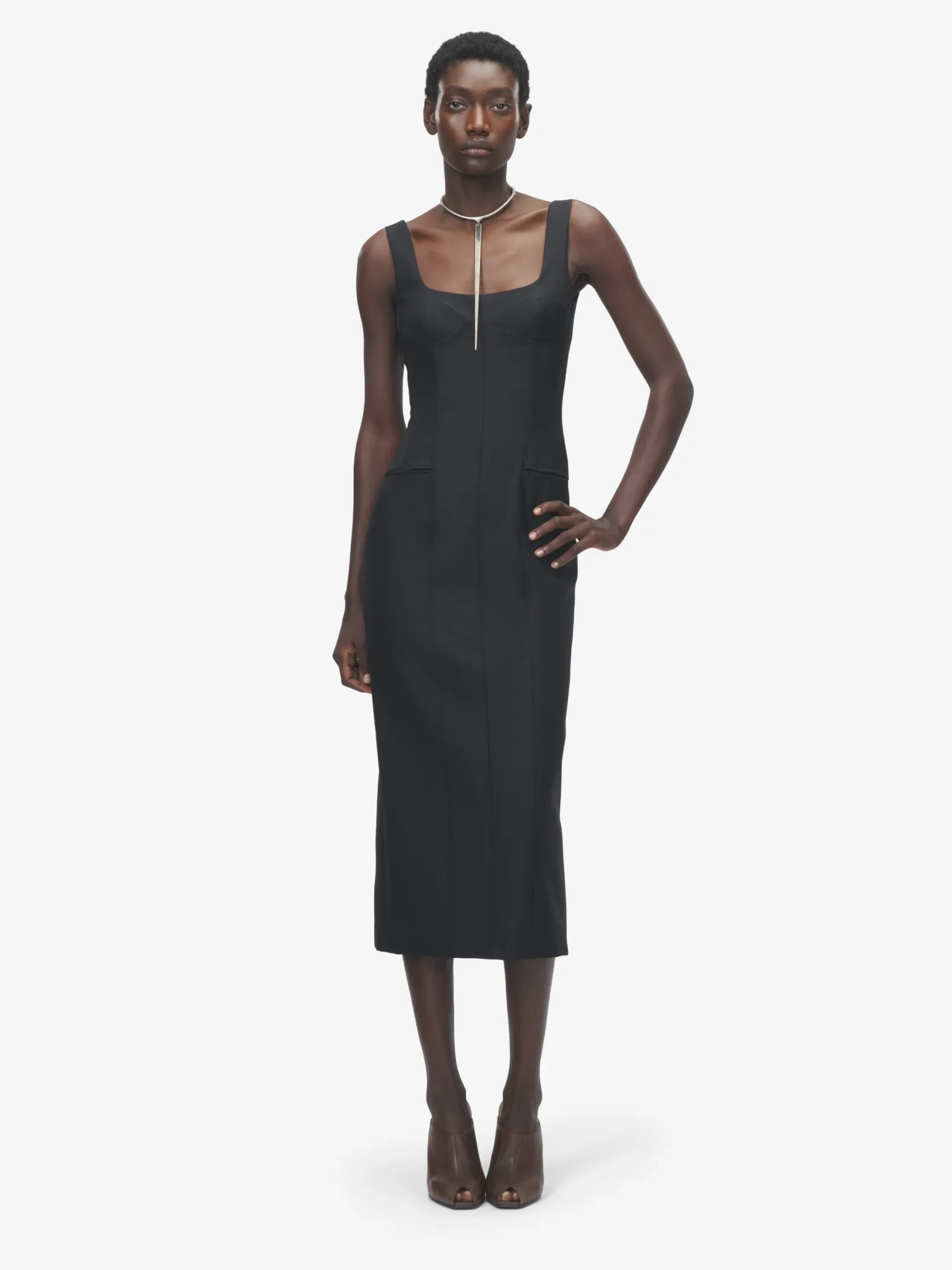Women's Corset Midi Dress in Black