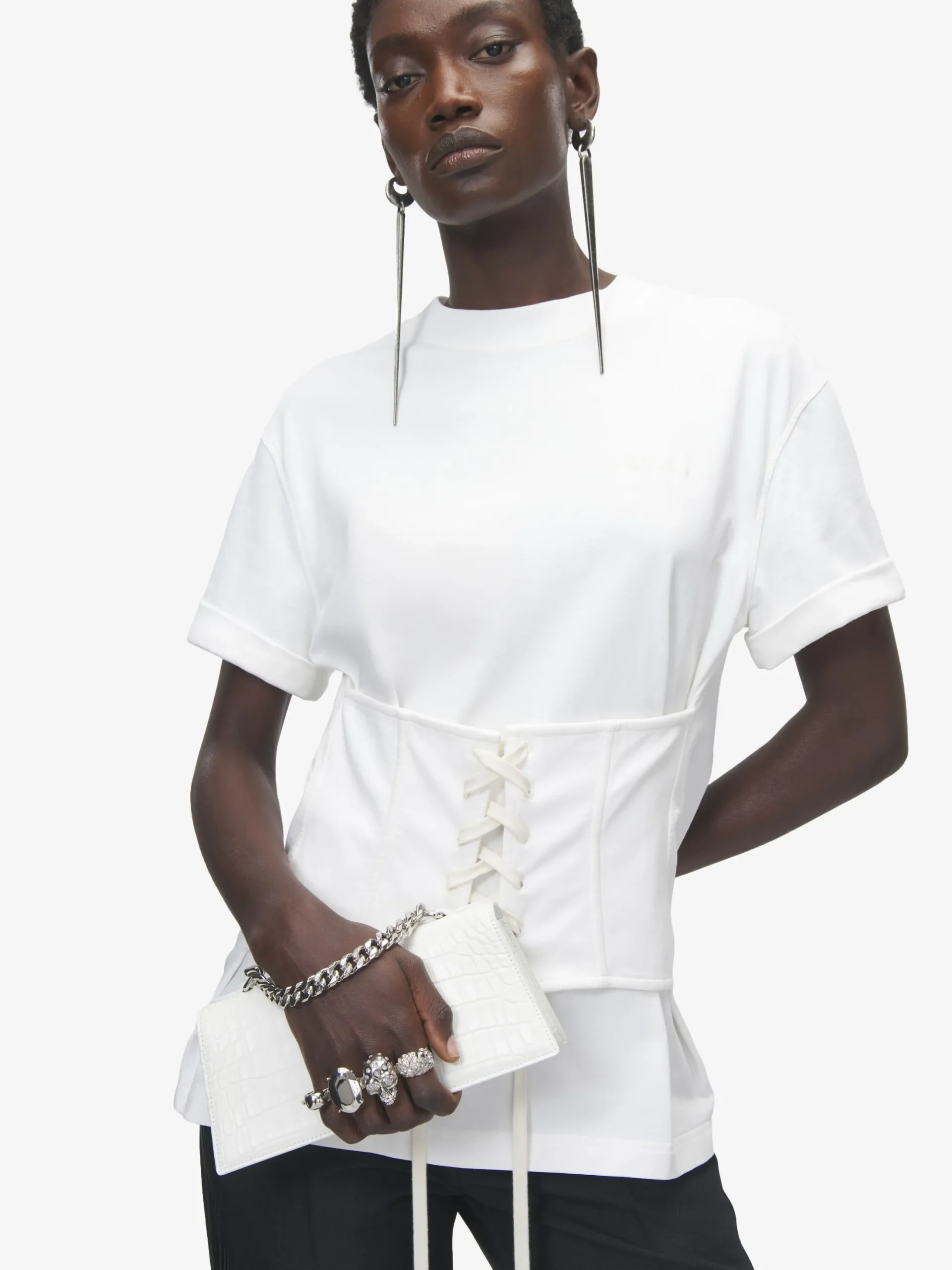 Women's Corset T-shirt in Ivory