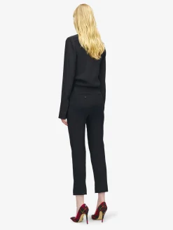 Women's Cropped Tailored Trousers in Black