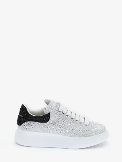 Women's Crystal-embellished Oversized Sneaker in White/Crystal