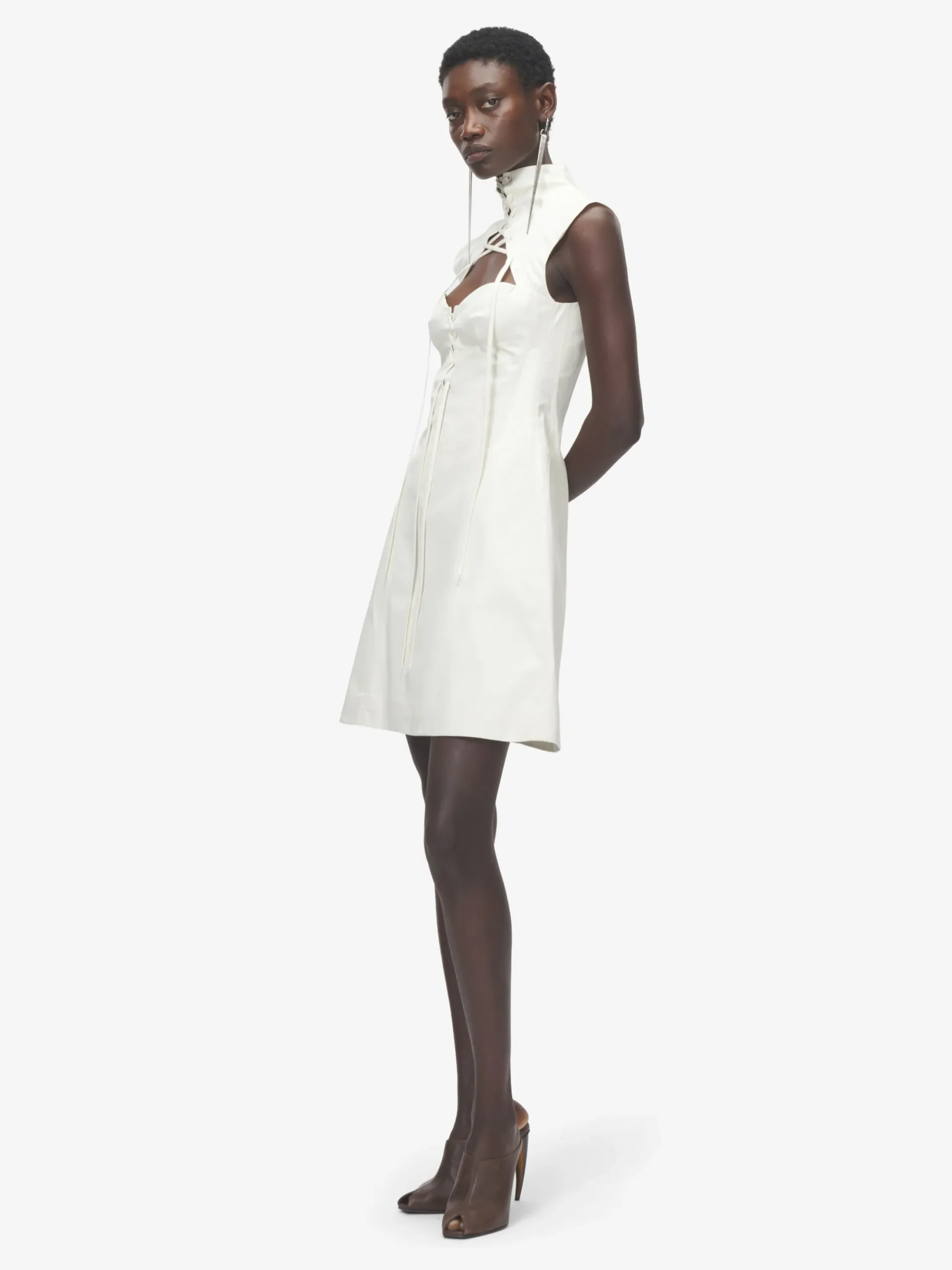 Women's Cut-Out Corset Mini Dress in Ivory