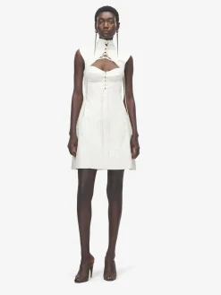 Women's Cut-Out Corset Mini Dress in Ivory