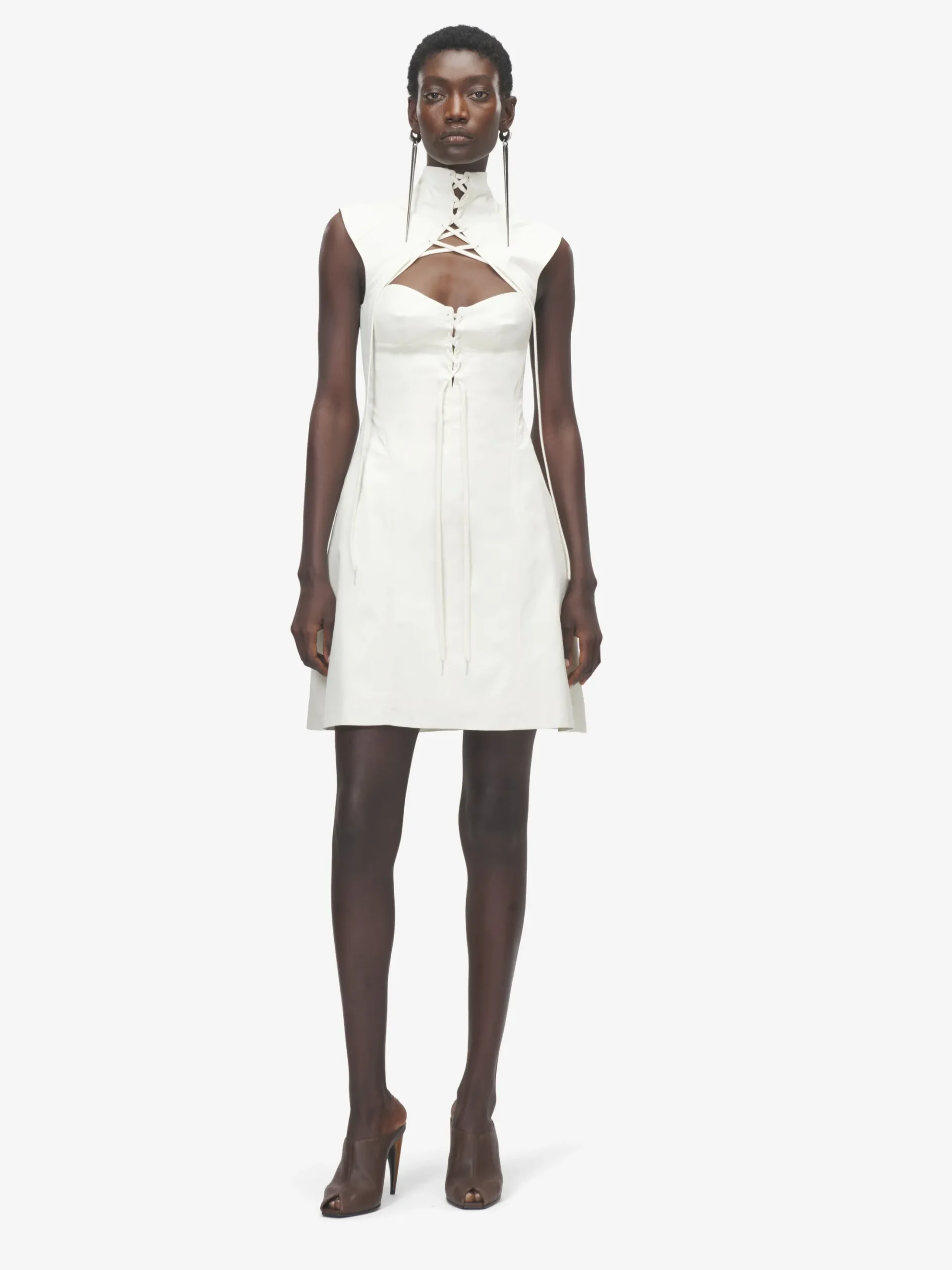 Women's Cut-Out Corset Mini Dress in Ivory