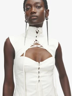 Women's Cut-Out Corset Mini Dress in Ivory