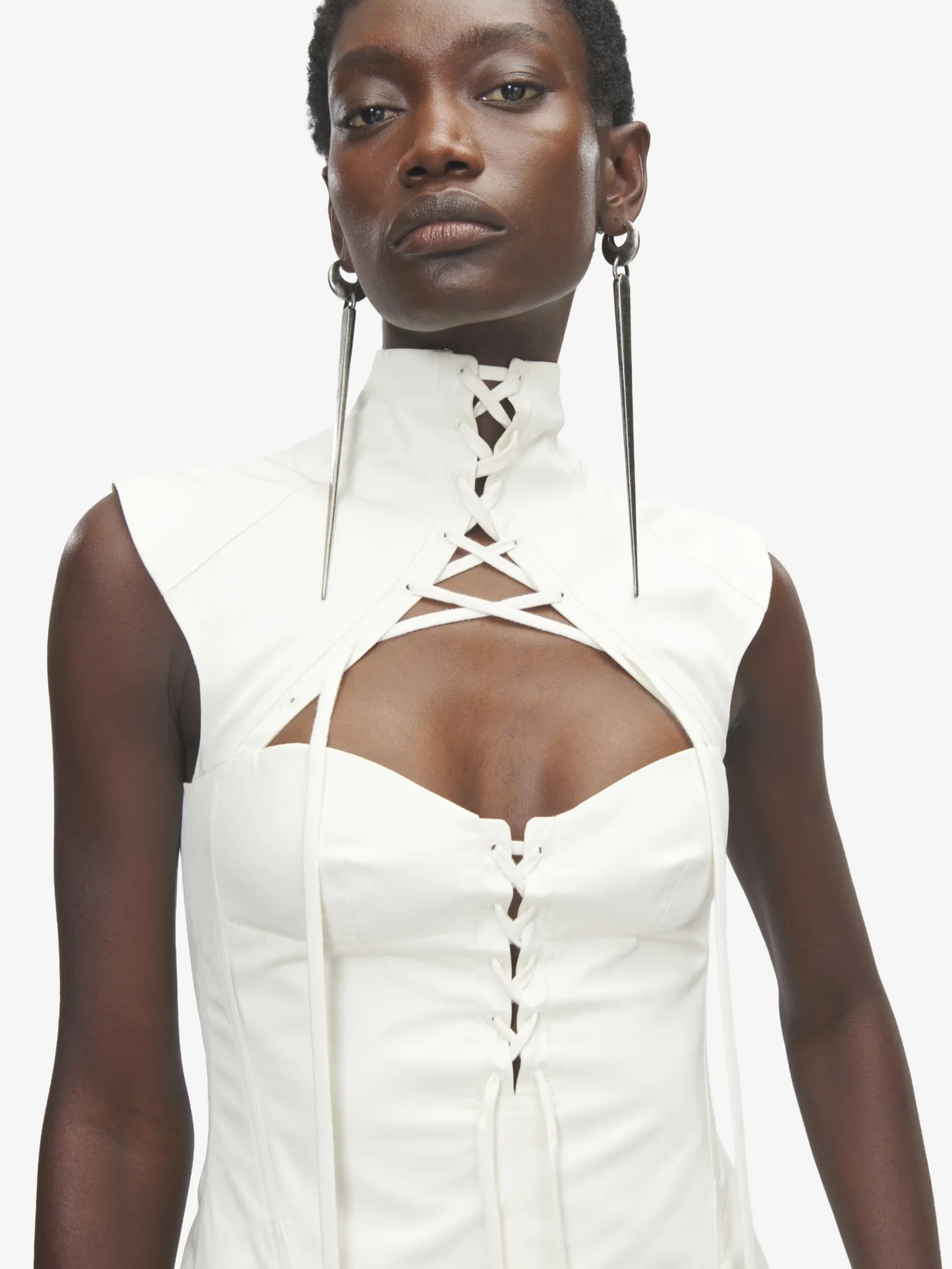 Women's Cut-Out Corset Mini Dress in Ivory
