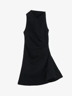 Women's Denim Asymmetric Mini Dress in Black