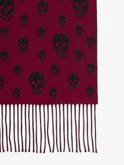 Women's Double Face Skull Scarf in Crimson/Black