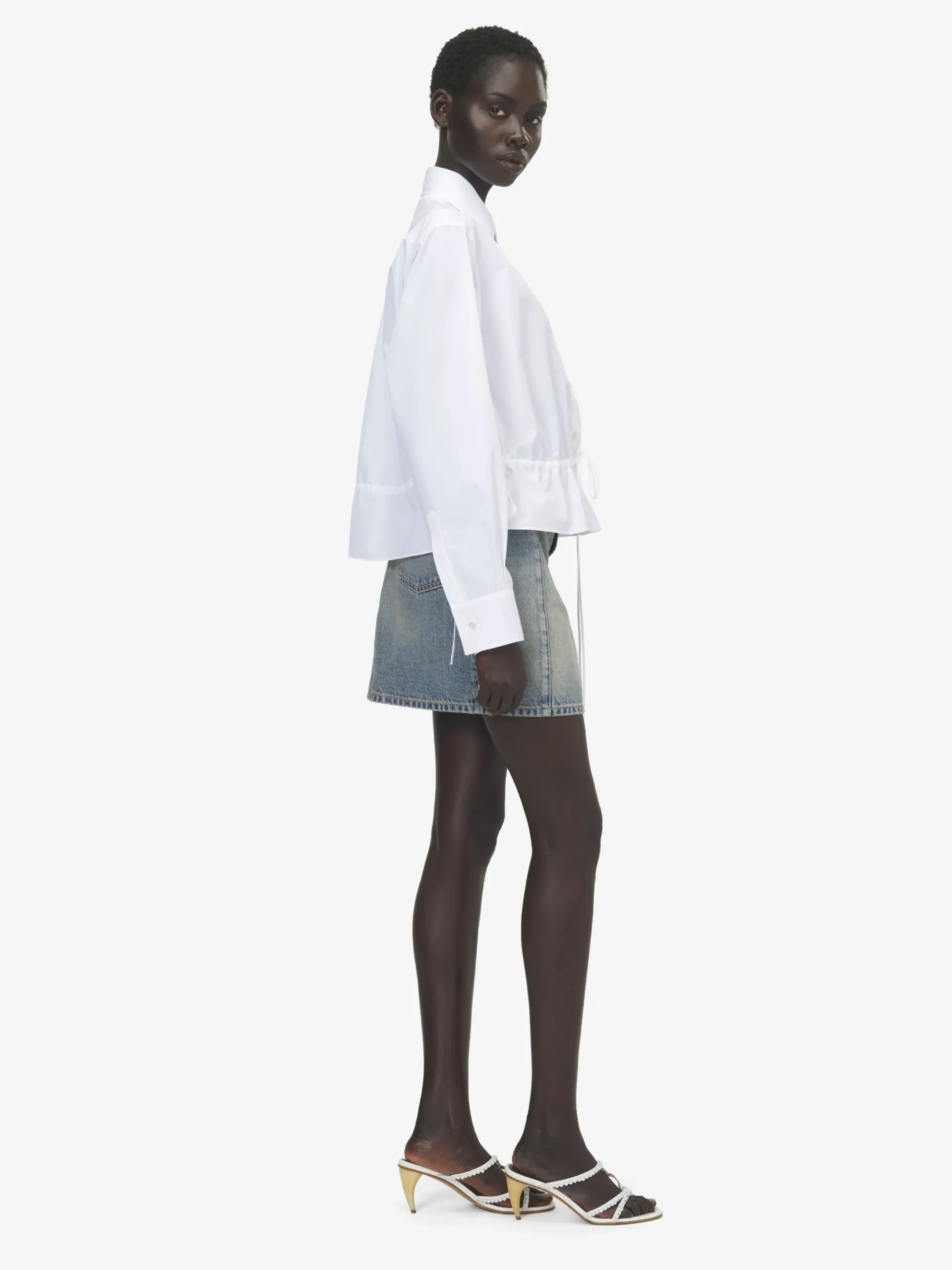 Women's Drawstring Shirt in Optical White
