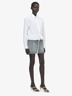Women's Drawstring Shirt in Optical White