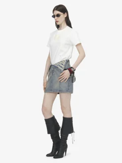 Women's Embroidered Logo Patch T-shirt in Ivory