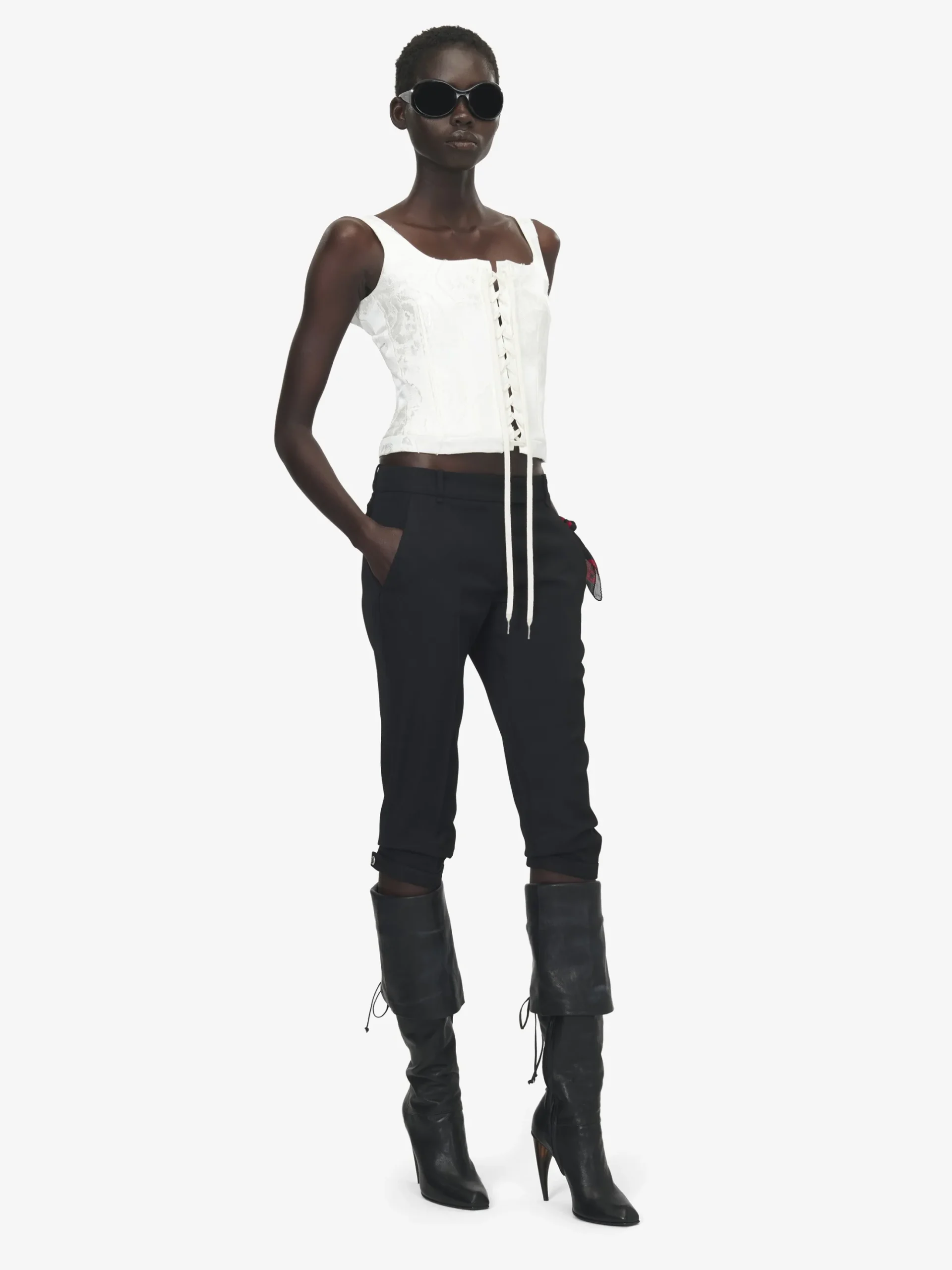 Women's Fil Coupé Floral Corset Top in Ivory