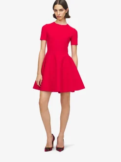 Women's Fit And Flare Mini Dress in Red