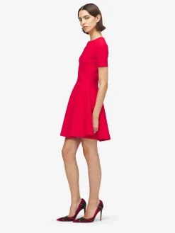 Women's Fit And Flare Mini Dress in Red