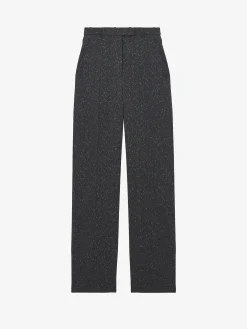 Women's Flecked Pinstripe Tailored Trousers in Grey