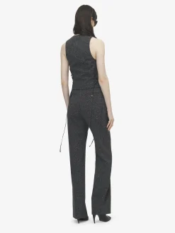 Women's Flecked Pinstripe Tailored Trousers in Grey