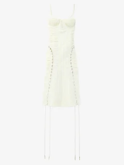 Women's Floral Jacquard Corset Dress in Cream