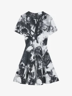 Women's Floral Jacquard Mini Dress in Ivory/Black