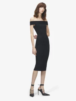 Women's Floral Jacquard Pencil Dress in Black