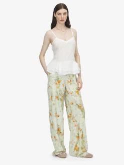Women's Floral Pyjama Trousers in Stone/Light Orange
